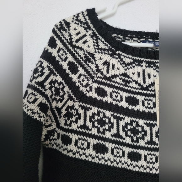 NWT American Eagle Outfitters Fair Isle Knit Scoop Neck Black/White Sweater Smal - Picture 8 of 12